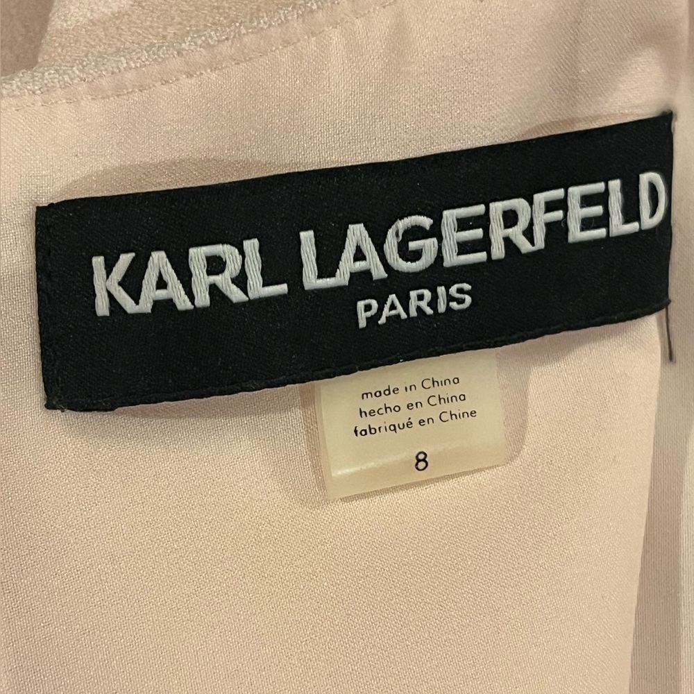 Karl Lagerfeld Wide-Leg Jumpsuit/ Romper. Cold Shoulder. Peach/ pale pink. 6 - Picture 5 of 9